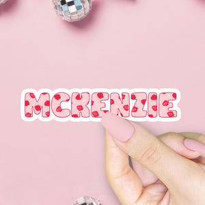 Sticker nom personnalisé, Imprimé fraise rose, Idée cadeau unique, Cadeau personnalisé, Remerciement de l'enseignant, Étiquettes d'articles, Sticker bouteille d'eau, Mignon
