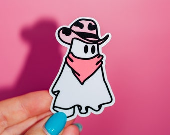 Cowgirl Ghost Sticker, Spooky Halloween, Boo Basket, Horror Vibes, Fall Decor, Country Girl, Giddy Up, Yeehaw, Cute Trendy, Cottage Core