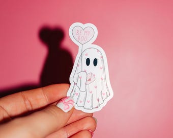 Be My Boo Ghost Sticker, Valentine's Day Gift, Spooky Vibes, Love Note Messanger, Boo Basket Present, Cute Trendy Heart, Pink Pastels