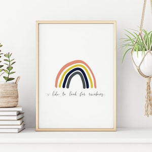 I Like To Look For Rainbows Cursive - Printable Church of Jesus Christ of Latter-day Saints Baptism Wall Art Rainbow Muted Primary Colors