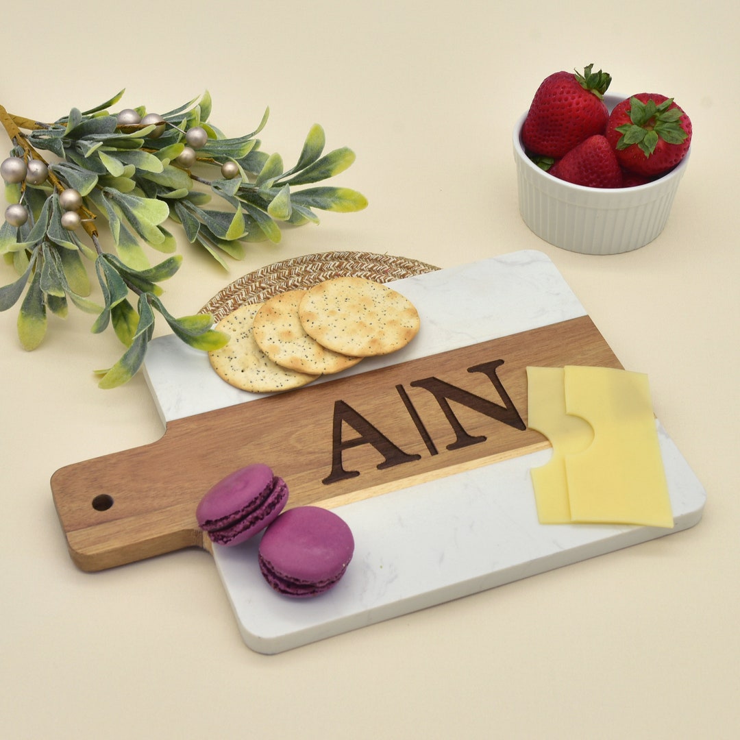 Personalized Marble Wood Cutting Board Cheese Board Etsy