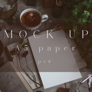 A5 Mockup, Print Mockup, Cottagecore Mockup, Dark Academia Mockup, Witch Mockup, A4 Mockup, Card Mockup, 7x5 mockup, PSD file, Aesthetic