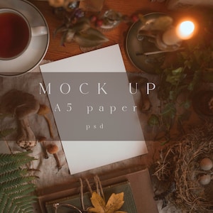A5 Mockup, Print Mockup, Cottagecore Mockup, Dark Academia Mockup, Witch Mockup, A4 Mockup, Card Mockup, 7x5 mockup, PSD file, Mushroom