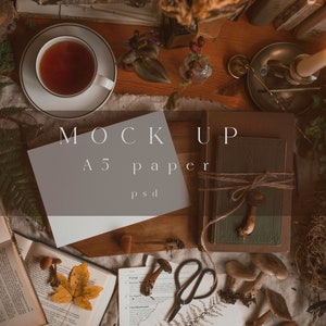 A5 Mockup, Print Mockup, Cottagecore Mockup, Dark Academia Mockup, Witch Mockup, A4 Mockup, Card Mockup, 7x5 mockup, PSD file, Mushroom, Art