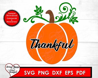 SVG, Thankful Pumpkin Svg, SVG, Fall SVG, Thanksgiving Svg, Pumpkin Svg, Fall Shirt Svg, Cricut File, Pumpkin Silhouette, commercial use