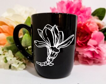 Magnolia Blossom Mug. Royal Norfolk mug with Permanent Vinyl Decal Appliqué