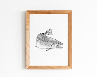 Wild Salmon - Ink drawing *Limited Edition Giclée Print* Wall Art