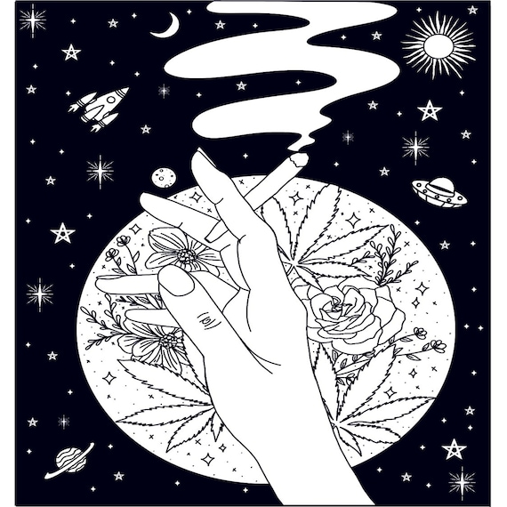 Adult Coloring Page Hand-space420 Instant Download Stoner - Etsy