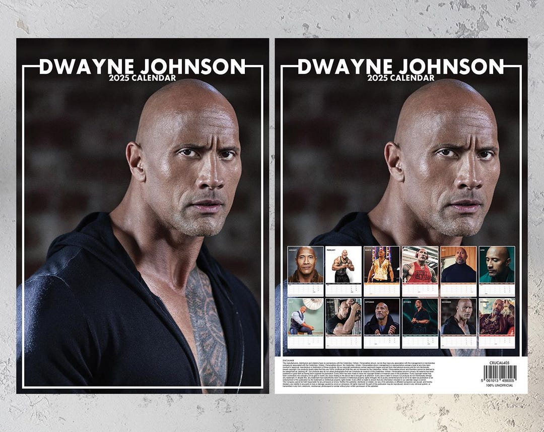 2025 Dwayne Johnson the Rock Calendar A3 Size Etsy