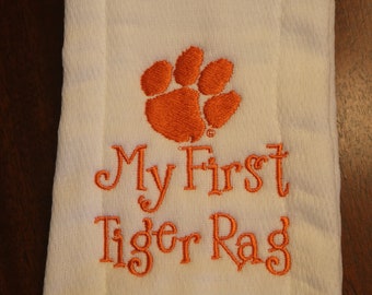 Clemson My First Tiger Rag Burp Cloth