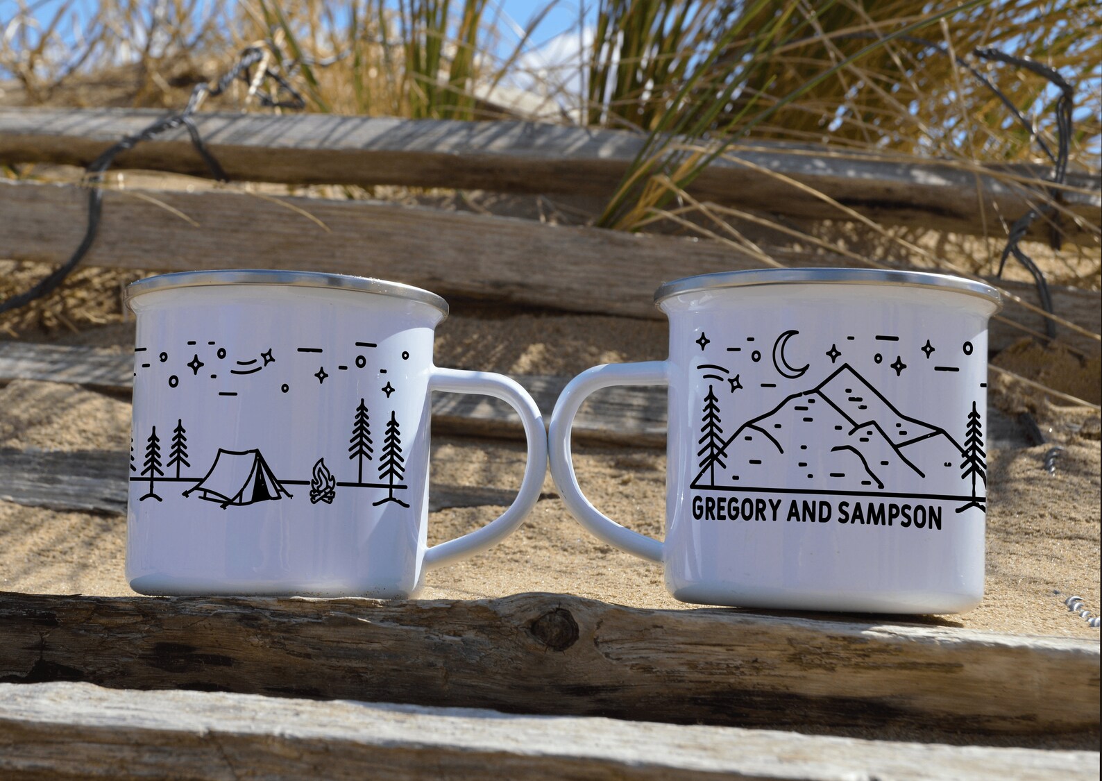 Personalised Camping Mug Campervan Enamel Van Camp Mug Custom Etsy