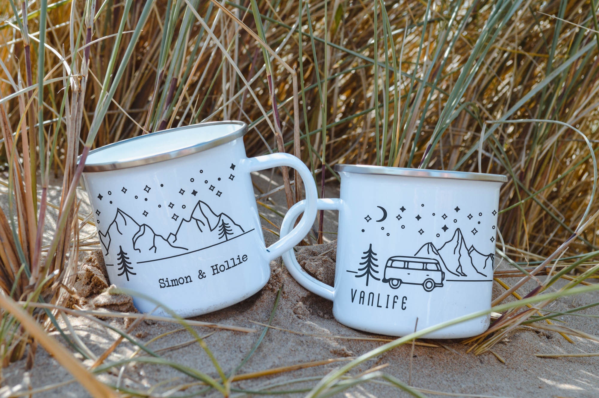 Personnalisé Vanlife Mug Campervan Enamel Camp Custom Camping Pour Couples Gift Rv Accessoires | Qty