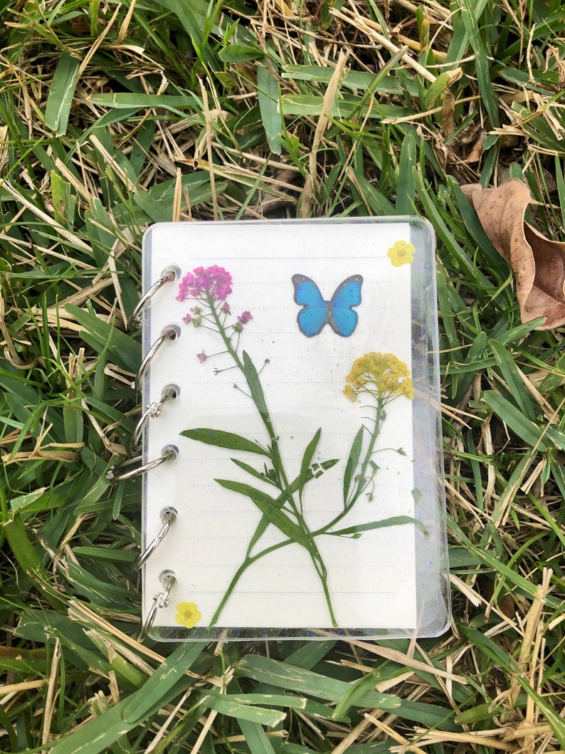 Butterfly and Flowers Handmade Resin Notebook