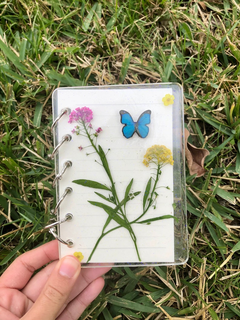 Butterfly and Flowers Handmade Resin Notebook
