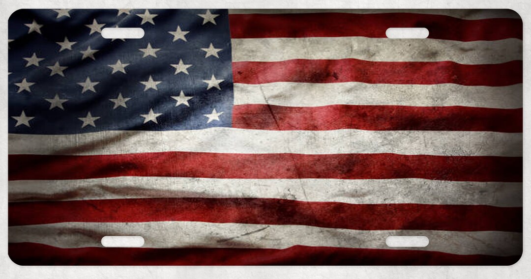 Customized License Plate American Flag Plain, Couple or Single Name