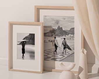 Surf in Rio Printable Wall Art | Black & White Print, Beach Art, Rio de Janeiro, Beach Vibes, Coastal Print, Brazil Poster, Set of 2 Prints