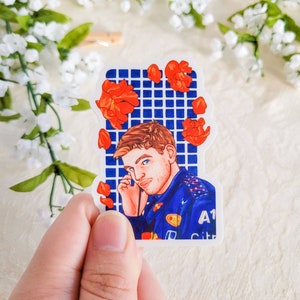 Pegatina de arte tradicional de Max Verstappen, piloto de carreras de Fórmula 1 Red Bull.