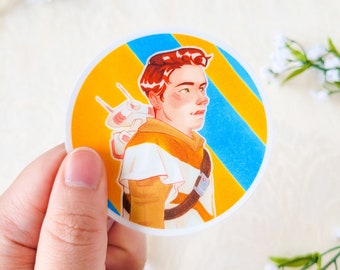 Cal Kestis and BD-1 | star wars jedi fallen order traditional art sticker