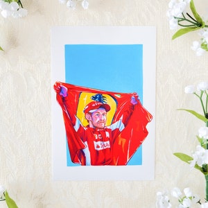 STRAHLENDE Sebastian Vettle Ferrari Metallic Druck | Formel 1 Trachtenkunstdruck