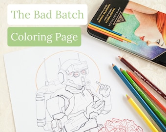 Tech The Bad Batch Coloring Page | star wars digital download printable lineart coloring page original artwork