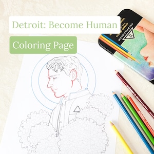Detroit Connor Coloring Page | detroit become human digital download printable lineart coloring page original artwork
