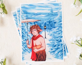 Sr. Tumnus / impresión de arte tradicional del Sr. tumnus de las crónicas de narnia el león la bruja y el armario