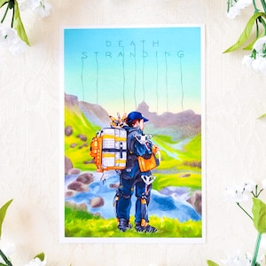 SHINY Death Stranding metallic print | traditional art print of sam porter bridges from the video game death stranding