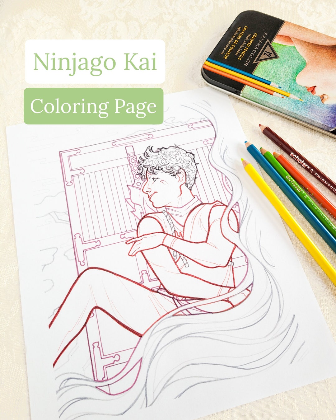 Ninjago Kai Coloring Page | Digital Download Ninjago Masters of Spinjitzu Printable Lineart ...
