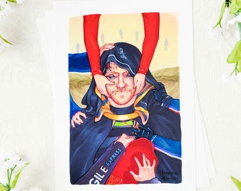 Higgs Monaghan | Traditioneller Kunstdruck von Higgs aus dem Videospiel Death Stranding