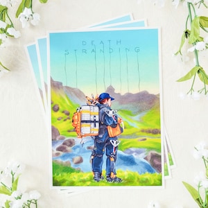 Death Stranding | traditional art print of sam porter bridges from the video game death stranding