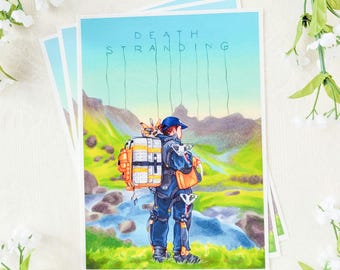 Death Stranding | traditional art print of sam porter bridges from the video game death stranding