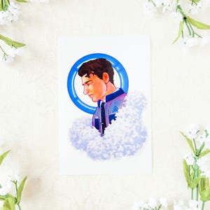 Impression métallique SHINY Connor de Detroit : Become Human | Impression d&#39;art traditionnelle Android dbh rk800