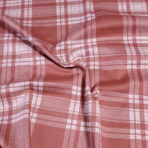 Classic Mauve Plaid Poly Rayon Blend Fabric. Medium Weight, Soft and Versaltile, Fun Apparel Fabric, 2-Way Stretch, Sold by the 1/2 Yard