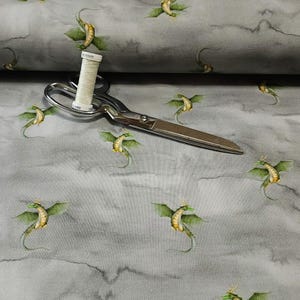 Fantasy Dragon Jersey Knit Fabric, Fun and Soft Cotton Spandex, European Sourced, Quality Fabric, 4-way Stretch. Sold by the 1/2 yard