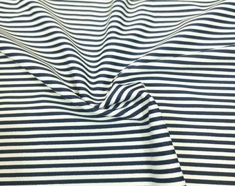 Navy Stripe Nylon Spandex Swim Fabric 23 Inch Last Cut Remnant