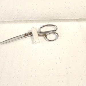 White Eyelet Jacquard Polyester Stretch Knit Fabric, Lightweight Fabric, 2-Way Stretch, Sold by the 1/2 Yard