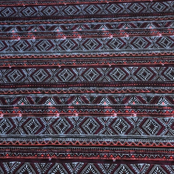 SWIM Fabric: Turquoise Boho Geometric Tribal Print Swimwear Fabric. 4-Way Stretch Nylon Spandex, Ideal For Swimsuits, Sold by the 1/2 Yard.