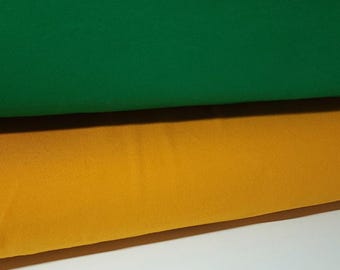 Mustard Yellow or Hunter Green Cotton Spandex Jersey Knit Fabric, Nice 4-Way Stretch,  Versatile Fabric for Apparel, Sold by the 1/2 yard.