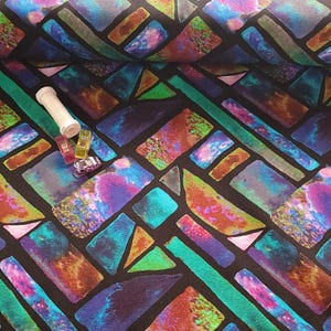 Beautiful Geometric Watercolor Jersey Knit Fabric, Cotton Spandex, European Sourced, Quality Fabric, 4-way Stretch. Sold by the 1/2 yard