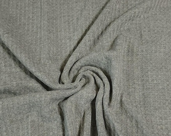 Gray Waffle Knit Fabric, Rayon Blend Stretch Knit, Sold by the 1/2 Yard