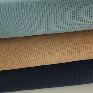 Waffle Knit Cotton Spandex Fabric: Thermal Material, Soft 4-Way Stretch, European Sourced - Sold by 1/2 Yard