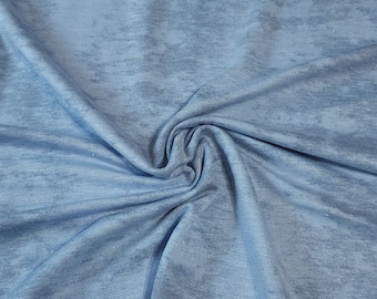 Heathered Blue French Terry Fabric, Soft Stretch Knit, Sold by the 1/2 Yard