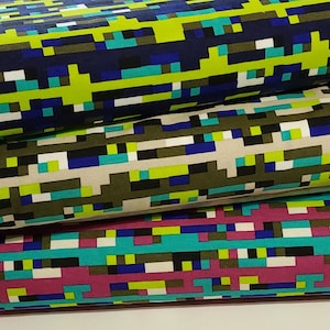 Cotton Jersey Knit European Quality Fabric, Popular Pixel Print Fabric, Perfect Fabric for Video Gamers, 4 Way Stretch, Sold by 1/2 Yard