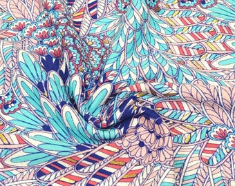 Boho Floral Metallic Gold Nylon Spandex Swim Fabric, 1/2 Yard Remnant