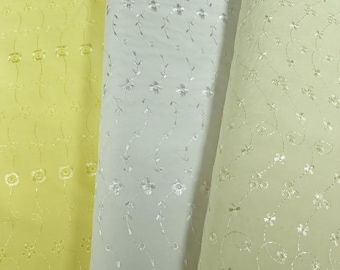 Wildflower Whispers Embroidered Eyelet Fabric, Cotton Blend, 3 Colors, Sold by the 1/2 Yard