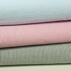 Stripe Seersucker Fabric, 1/16 inch, 100% Cotton, Lightweight Textured, Sold by the 1/2 Yard