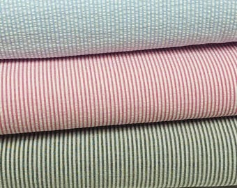 Stripe Seersucker Fabric, 1/16 inch, 100% Cotton, Lightweight Textured, Sold by the 1/2 Yard