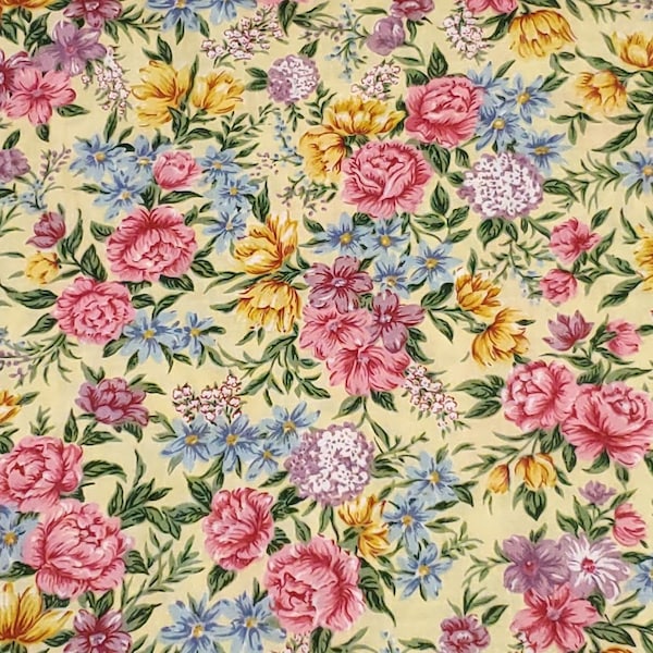 Yellow Floral Fabric Etsy