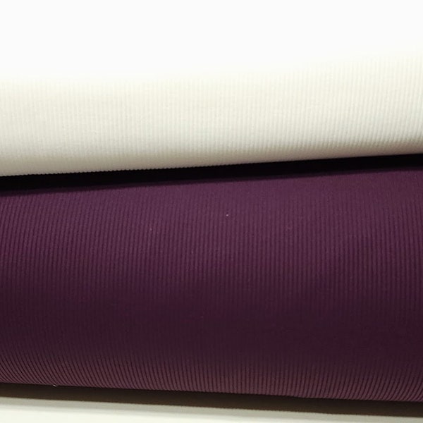 Ribbed Swimwear Fabric, White or Purple, Great Quality For Activewear and Swimsuits. 43/44 inch width, Sold by the 1/2 yard