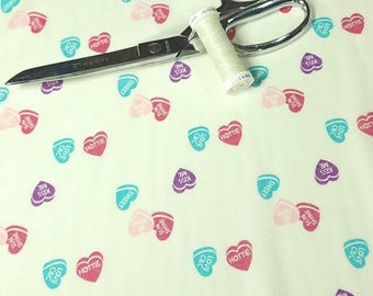 Candy Heart Cotton Knit Fabric, Apparel Fabric, Sold by the 1/2 Yard